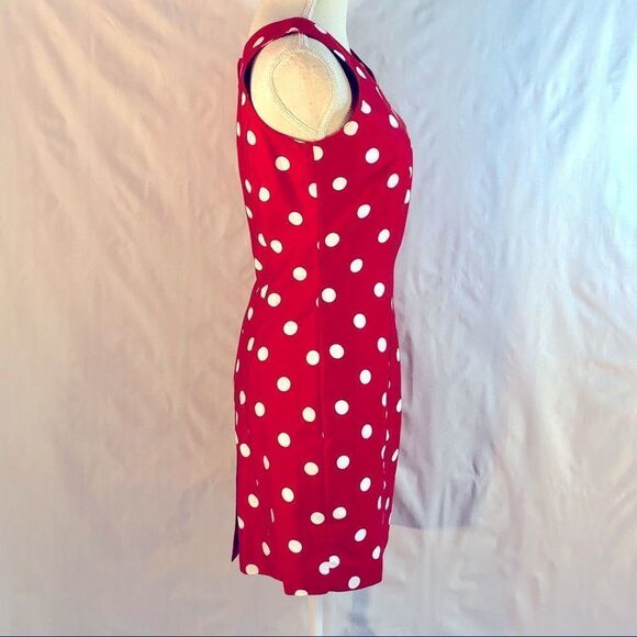 Alexander Campbell Red With White Polk a Dots Sleeveless Sheath Dress Size 2 - Picture 2 of 6
